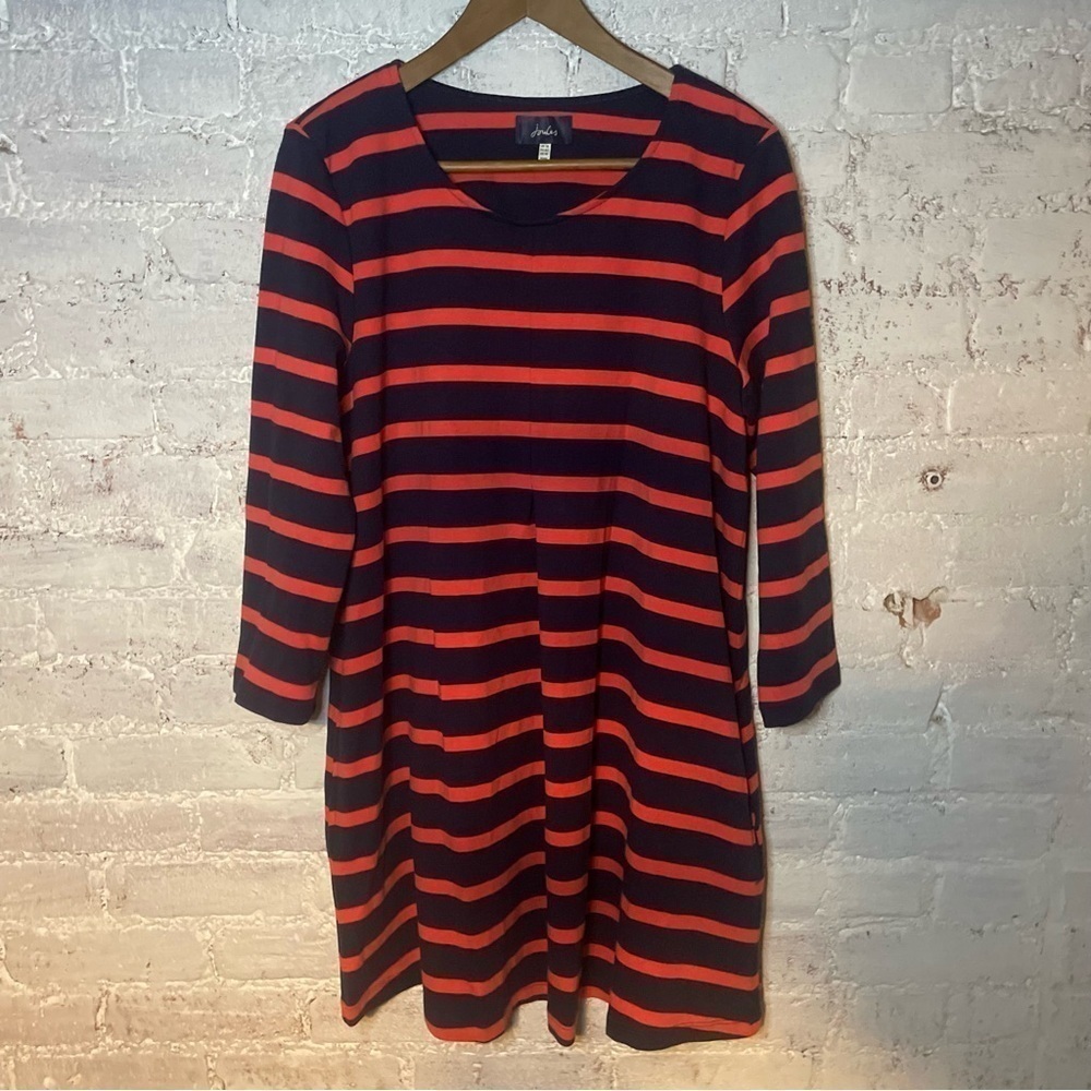 Joules Striped Front Plead Dress with Pockets Sz 10